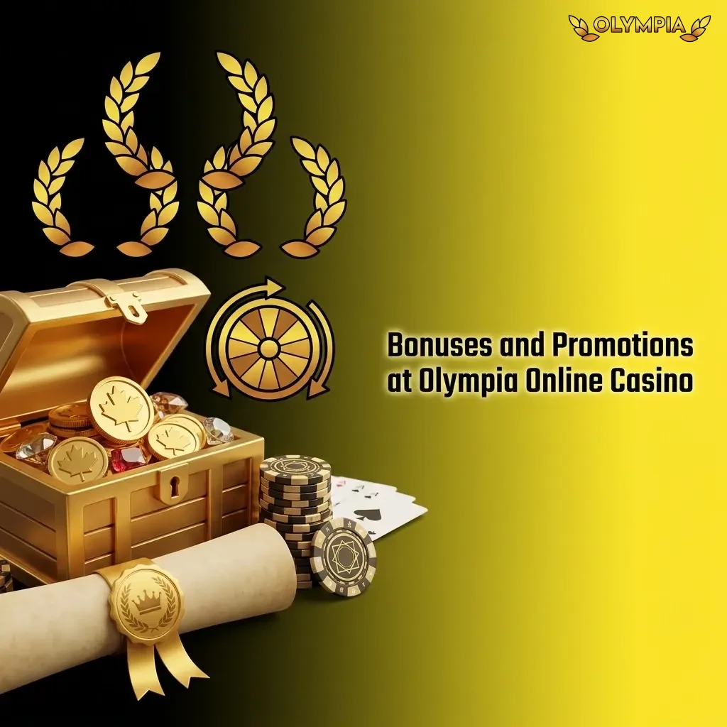 Olympia Online Casino bonuses and promotions for Canadian players including welcome offers, free spins, and cashback deals