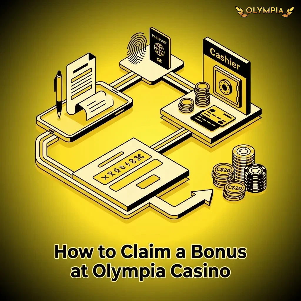 Steps to claim a bonus at Olympia Casino including registration, verification, deposit, and promo code entry