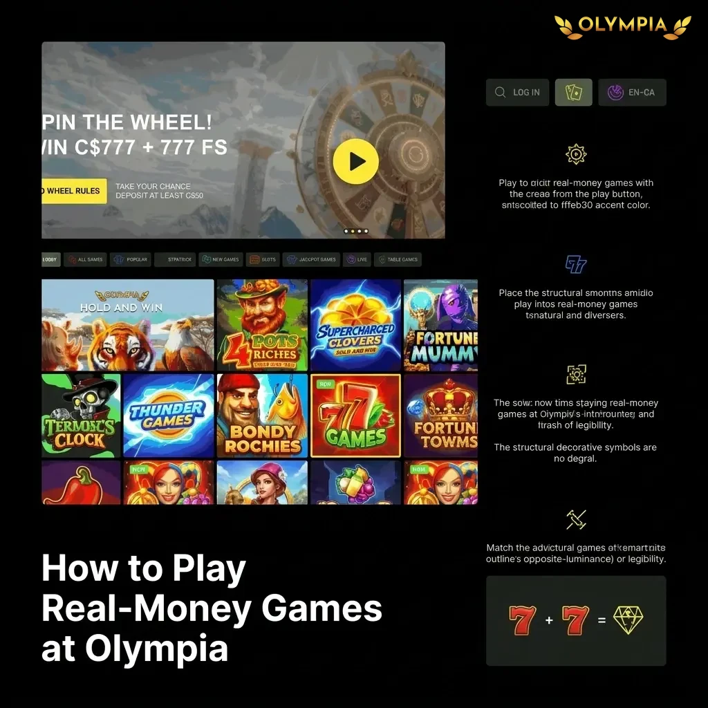 Olympia Casino real-money game lobby on desktop and mobile with filters, betting controls, and balance management