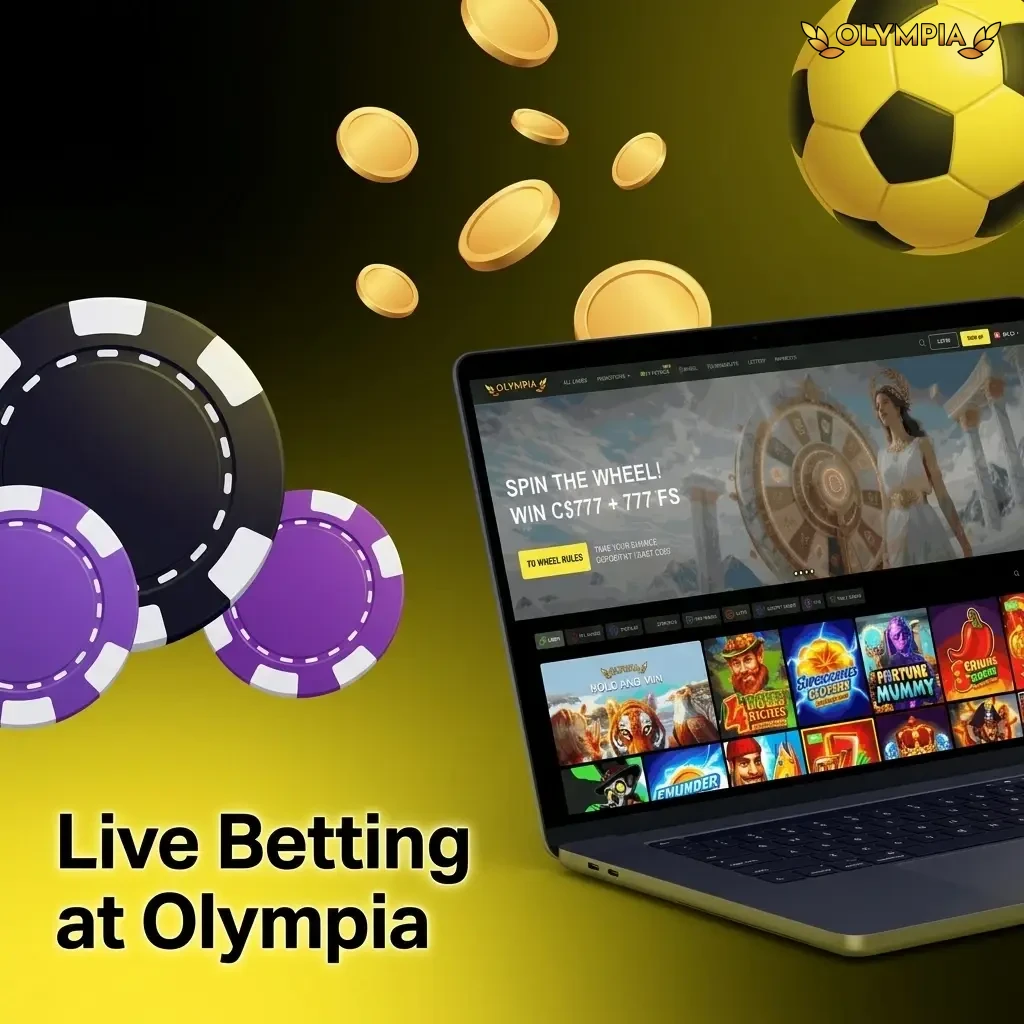 Live betting interface on Olympia with real-time odds, cash-out options, live streams, and match statistics on desktop and mobile