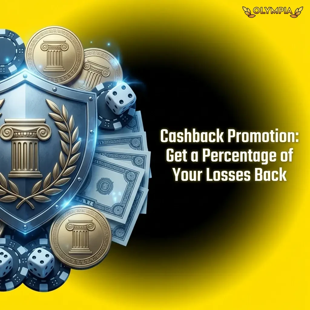 Olympia Casino weekly cashback promotion returning up to 15% of net losses as bonus funds with 5x wagering requirement