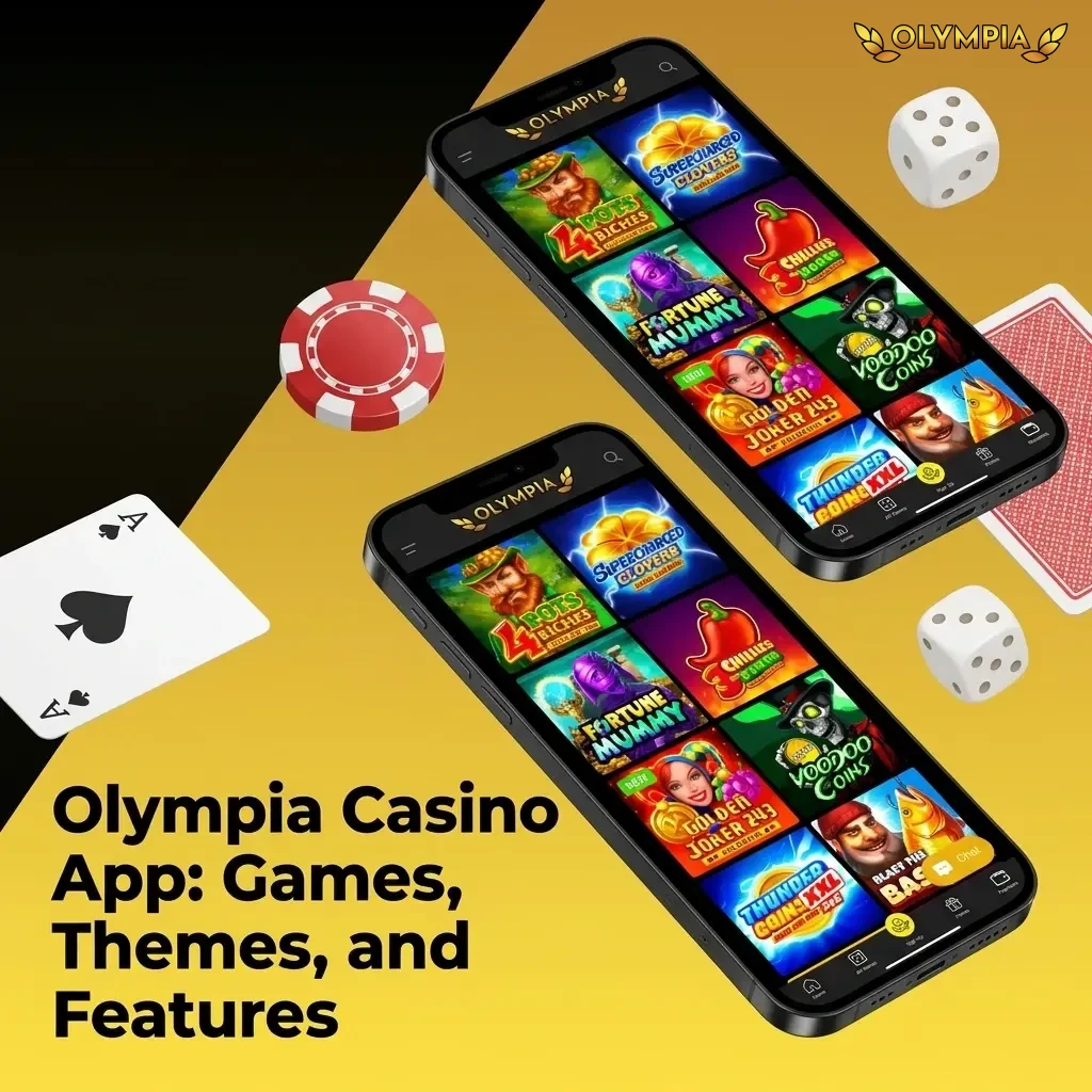 Olympia Casino app on mobile showing slots, live dealer, and table games for Canadian players