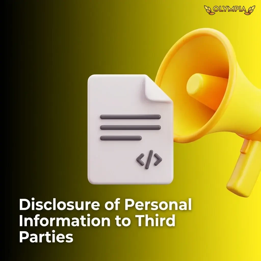 Olympia's policy on disclosing personal data to third parties including regulators, KYC providers, and payment processors