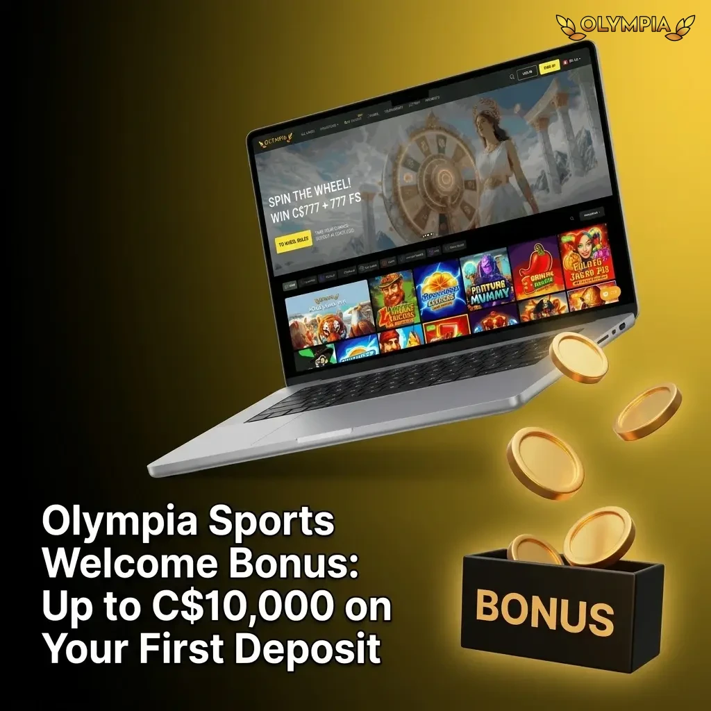 Olympia Sports welcome bonus offering 100% match up to C$10,000 on first deposit for Canadian players