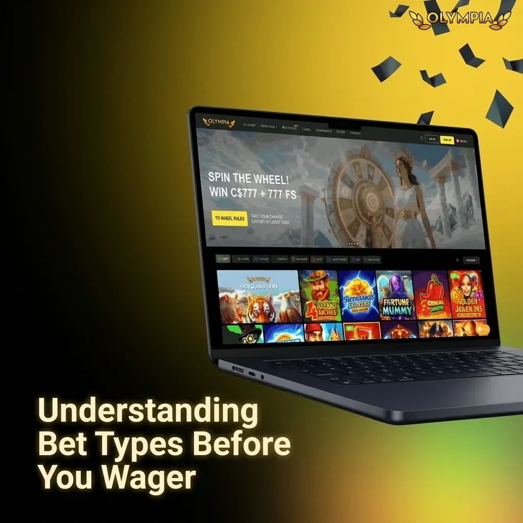 Sports betting bet types explained including singles, accumulators, handicaps, over/under, and system bets on Olympia sportsbook