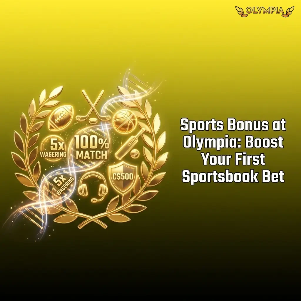 Olympia sportsbook bonus offering 100% deposit match up to C$500 for new users betting on football, hockey and more