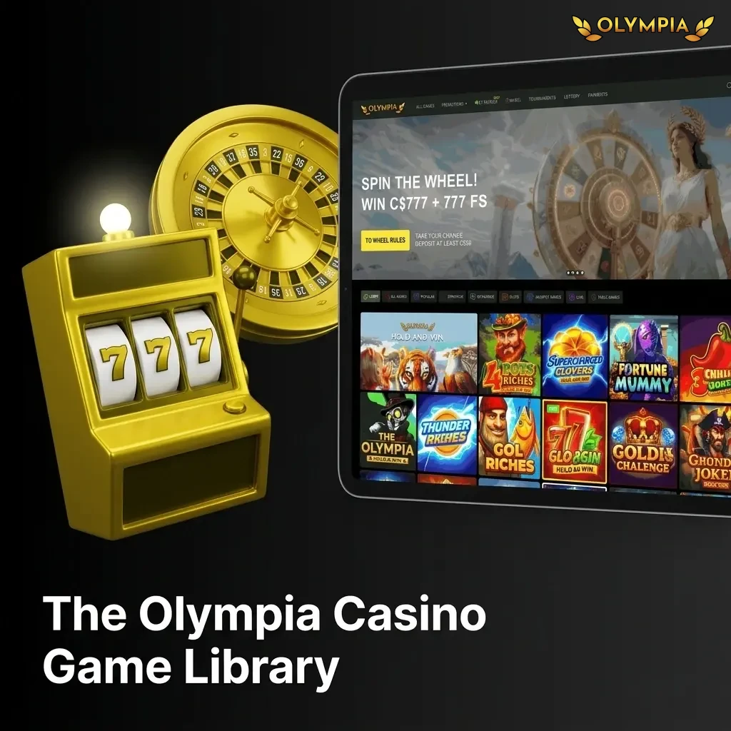Olympia Casino game library featuring over 7,000 online slots, table games, jackpots, and more for Canadian players
