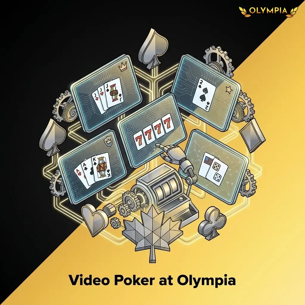 Video poker games at Olympia Casino including Jacks or Better, Deuces Wild, and Double Double Bonus Poker