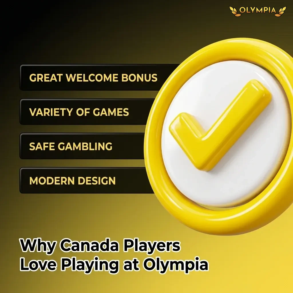 Canadian players enjoying Olympia Casino's welcome bonus, Interac payments, 7000+ games, and mobile-friendly platform